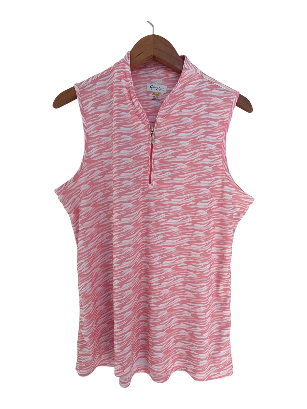 Greg Norman Pink Sleeveless Zip-Front Women's Golf Polo Top